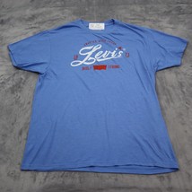 Levis Strauss Shirt Mens L Blue Short Sleeve Crew Neck Graphic Print Logo Knit T - £12.64 GBP