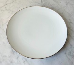 Vintage Noritake Colony 5932 China Japan Dinner Plate White Platinum Tri... - €16,51 EUR