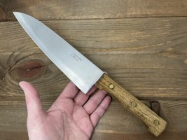 Vtg Chef Knife 7.5”Stainless Steel Blade Wood Handle 3 Rivets Gourmet’s ... - $24.70