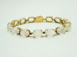 Natural Moonstone &amp; Sapphire Tennis Bracelet 14k Gold 7.5&quot; - £2,910.41 GBP