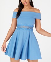 Bee Darlin Juniors Off The Shoulder Fit And Flare Party Dress Blue Small - £31.17 GBP