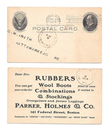 UX18 Boston MA 1902 to Mattawamkeag ME Parker Holmes Rubbers Boots Adver... - £6.25 GBP