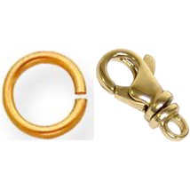 14K Gold 18GA Jump Rings 7.2mm Designer Lobster Swivel Jewelry Clasp 12mm Kit - £57.71 GBP
