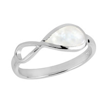 Everlasting Infinity Bond Semi Mother of Pearl inlay Sterling Silver Ring-7 - £18.67 GBP