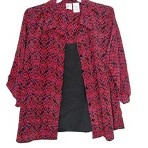 Just My Size Womens 3X Blouse 1 Piece Twin Set 3/4 Sleeve Button V-Neck Red - $13.97