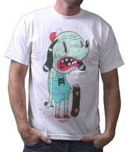 IM KING Mens White or Red Skateboarding Drunkies Dog T-Shirt USA Made NWT - $14.11