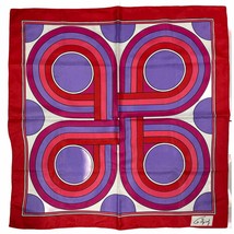 70s vtg RETRO ANNE FOGARTY Acetate Mod Purple Pink Circles Print scarf 2... - $564.60 MXN