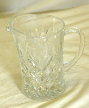 Small Crystal Milk Pitcher 6-Point Fan Diamond Pattern - £15.62 GBP