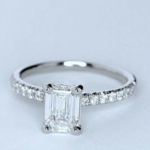 2Ct Emerald Cut LC Moissanite Women&#39;s Engagement Ring 14K White Gold Plated - £49.26 GBP