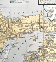 Map Michigan Northern Peninsula 1938 United States Print Atlas Antique DWU7 - $34.99