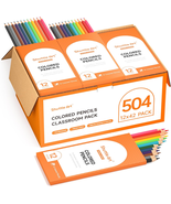 504 Colored Pencils Bulk, 12 Vibrant Colors, Pack of 42, Pre-Sharpened C... - £42.53 GBP