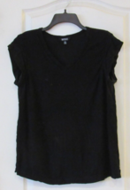 Buffalo David Bitton  Short Sleeve V-Neck Top Black  Women&#39;s Sz S Pre-owned - $215.23 MXN