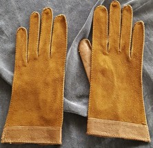 Wonderful Brown Suede Ladies Wrist Length Gloves  6.5 - VGC - GREAT GLOVES - £30.95 GBP