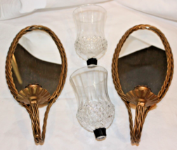 Pair Vintage 1980’s Homco Home Interior Twisted Bronze Rope Wall Mirror Sconces - £31.97 GBP