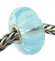 Authentic Trollbeads Light Blue Stripe Bead Charm 61365 New - £18.66 GBP