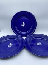 3 Vintage Blue Taipro Adirondack Chair Enamelware Lunch Plates 8 3/4” Pi... - $19.59
