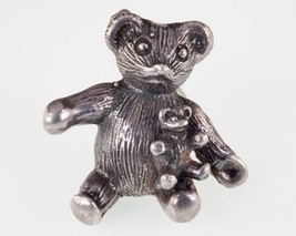 Vintage Sterling Silver Teddy Bear Brooch 15.7gr - $78.21