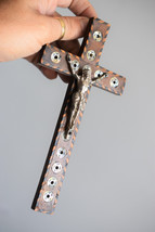 ⭐ antique religious cross, crucifix &quot;Jerusalem&quot;,olive wood and mother-of... - £42.81 GBP