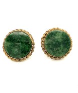 Vintage Sterling Signed PRJ Gold Tone Round Shape Jade Stone Clothes Cuf... - $1,405.44 MXN
