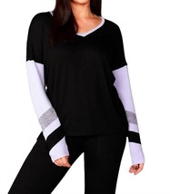 French Kyss color block v-neck with stripe in Black/Lilac - size XS - £39.79 GBP