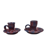 Vintage Lot 2 Different Bybee Pottery Mauve Blue Candlestick Holders Sig... - £35.59 GBP