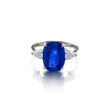 Natural Sapphire Wedding Ring 14k White Gold Unique Sapphire Engagement Ring - £947.58 GBP