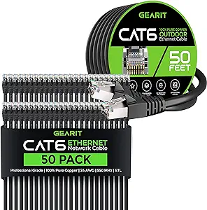 GearIT 50Pack 2ft Cat6 Ethernet Cable &amp; 50ft Cat6 Cable - $197.99