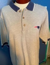 Polo Shirt Football Men&#39;s M New England Patriots NFL Gray Cotton Embroidered - £18.55 GBP