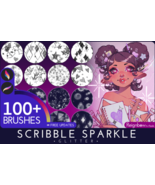 100 Procreate Scribble Glitter Brushes - $16.00