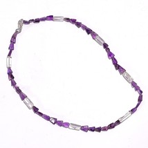 Natural Amethyst Crystal Gemstone Mix Shape Smooth Beads Necklace 17&quot; UB-6485 - £8.62 GBP