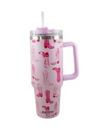 Light Pink Western Boots Printed Stainless Steel Tumbler 40 oz with Handle - £29.51 GBP