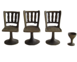 Lot 4x Vtg Miniature Solid Brass Chairs Bar Stools Doll Furniture 2.7&quot; &amp;... - $12.34