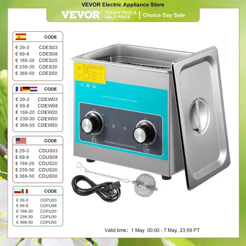 VEVOR 2L 3L Knob Ultrasonic Cleaner with Heater Mini Portable Washing Ma... - $91.78+