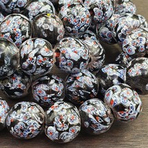 Vintage vene beads unique pattern glass beaded strand necklace 17-18mmGift - $876.38 MXN