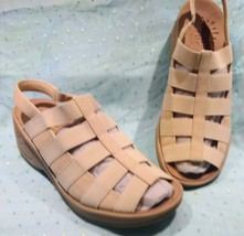 Comfort Waves So Lite By Easy Street Beige Size 9M Women&#39;s Wedge Sandals... - $19.95