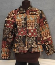 Christopher &amp; Banks Sz MP M Petite Tapestry Zip Up Jacket Blazer Artsy C... - $19.95