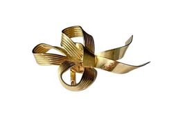 Large Vintage Gold Tone Ribbon Bow Unsigned Pin Brooch Estate Free Shipping image 7