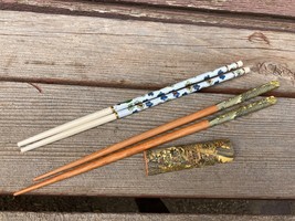 2 Pair of Chopsticks 1 Cloisonne &amp; Bone plus a Rest - $14.80
