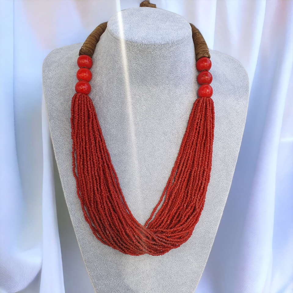 Collier bijou tribal Afghanistan vintage minuscule perles de verre rocai... - $60.27