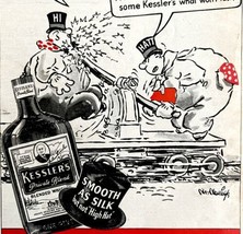 Kessler Blended Whiskey Advertisement 1945 Lithograph Railway Art LGBinAd - £27.56 GBP