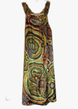 Jade Melody Tam Silk RetroGlam Vibrant Green/Orange Print Sleeveless Dre... - $37.40