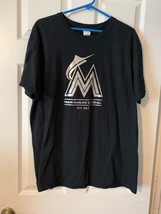 Miami Marlins Gilden T Shirt Black with Silver Unisex Size XL - £9.53 GBP