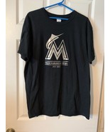 Miami Marlins Gilden T Shirt Black with Silver Unisex Size XL - $12.18