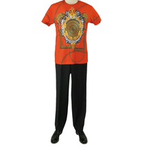 Men Crew T Shirt Makrom Turkey Medallion medusa Lion Floral 1231-426 red Gold image 3
