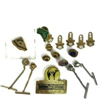 Lions Club Assorted Attendance Pins Tie Tacks Metal Enamel Vintage Dangle Pieces - £18.55 GBP