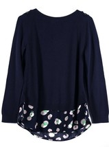 Women&#39;s Motto Navy Split-Back Sweater, Small - New! - £14.02 GBP