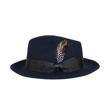 Mens Bruno Capelo Hat Australian Wool Fedora Teardrop Crown Fabio FB224 Navy image 3