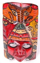 Vtg Hand Carved Wood Tribal Mask-Totem-Hand Carved &amp; Painted-Decor-10.5&quot; Tall - £33.53 GBP