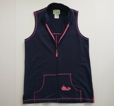 Quacker Factory Vest Full Zip Rhinestones Whale Blue Contrasting Stitch ... - $17.49