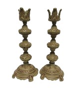 Cambridge Olive Green /Heavy Metal Leaf Lamp Base / Candle Holder 14.5” ... - $88.90 CAD